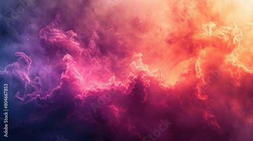 A colorful space background with a purple cloud in the middle
