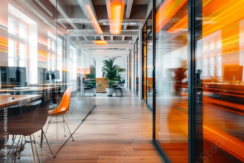 dynamic modern office space with blurred motion business photography