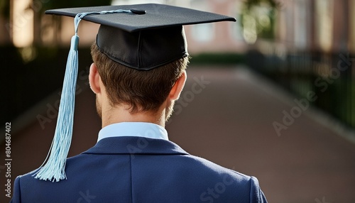 Male Graduate - Celebrating Graduation from College or University - Wearing Graduation Attire - Graduation Hat and Robes - Succesfull Young Adult or Teenager Smiling and Happy