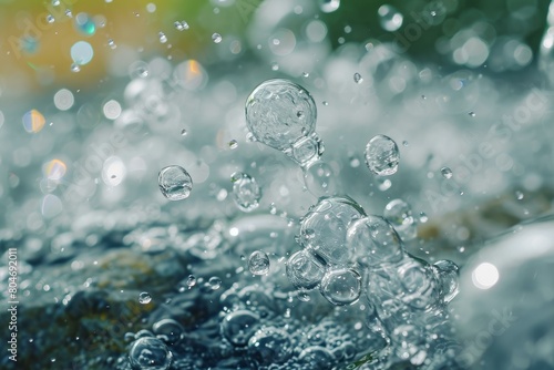 Minuscule Air bubbles water. Sea spa oxygen. Generate Ai