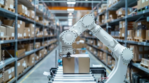 Robotic arm showcasing precision in warehouse operations with graceful movements