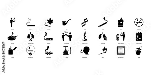 Smoking icons set. Set of editable stroke icons.Set of Smoking