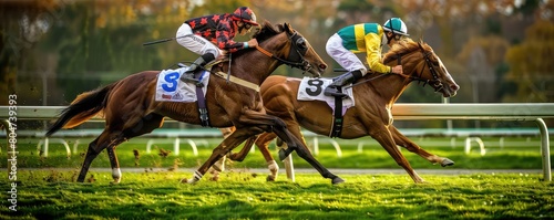 Dynamic capture of horse racing action with jockeys striving to win in a high-stakes competition