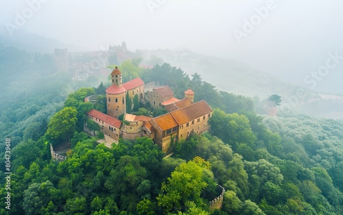 Among the dense trees of the forest is the church monastery, where the monks live, pray and continue their activities.