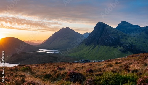 view of cuillin hills during sunset