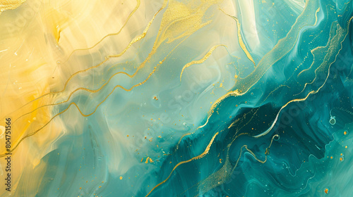 serene blend of gilded lemon and teal, ideal for an elegant abstract background