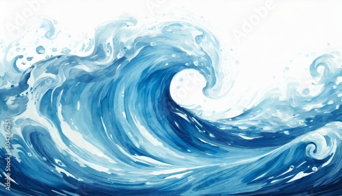 清涼感のある優良な白い背景に、渦巻く海水を描くイラスト generated by AI