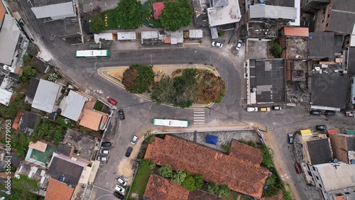 Small square in the city used as a traffic roundabout