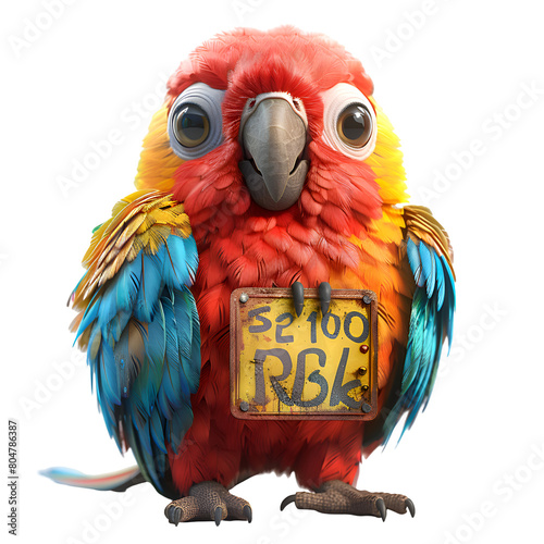 A 3D animated cartoon render of a parrot alerting beach-goers of the undertow risk.