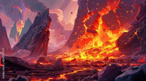 Immerse in the intense heat with a hot magma background, a fiery and dynamic visual. Ai Generated.