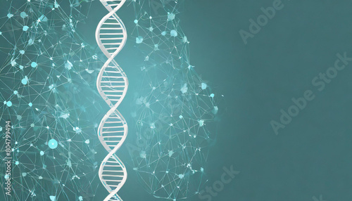 A cyan DNA genome poster with copy space.
