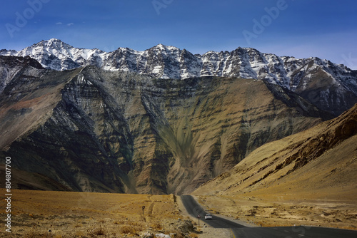 The highway ahead to the mountain at Leh Ladakh India 