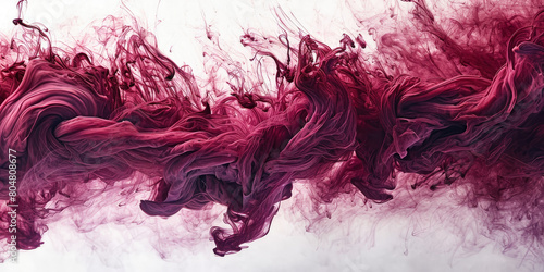 Abstract swirl of rich burgundy ink on a pristine white canvas