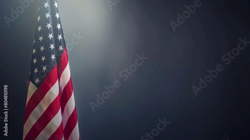 Flag hanging vertically with copy space on one side