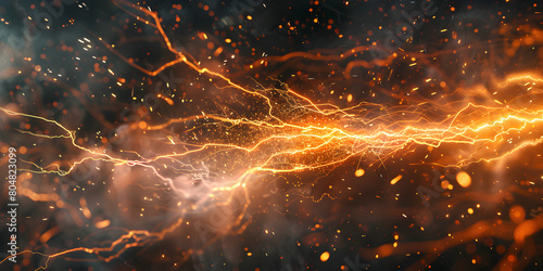 a close up of a lightning bolt focusing on the intern Dynamic Glow Electric Energy energy lightning collision powerful The words better quality on the black background.