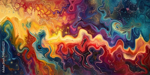 A wallpaper made of colors, weird and illusion style wallpaper, liquid and fluid pattern.