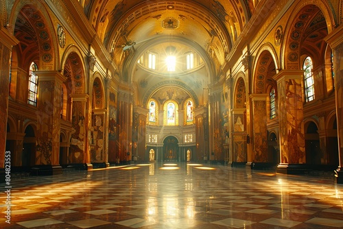 Basilica Church Design: Central Nave, Side Aisles, Vaulted Ceiling