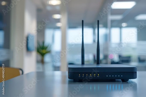Wi-Fi router on top of office desk