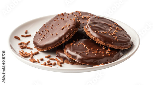Lebkuchen on plate isolated on white background