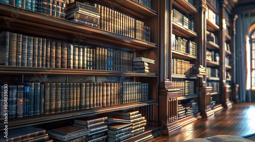 Wonderful Bookshelf with old books in the Library