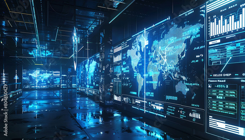 Digital trading platform with screens displaying global exports