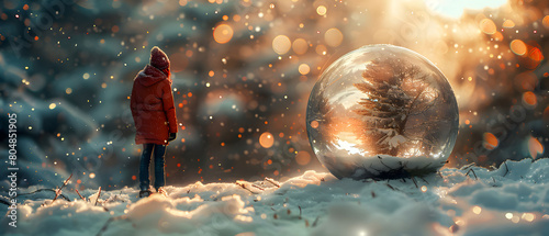 A surreal image of a person trapped inside a snow globe, the miniature world contained within representing the confines of their own mind and limited perspectives