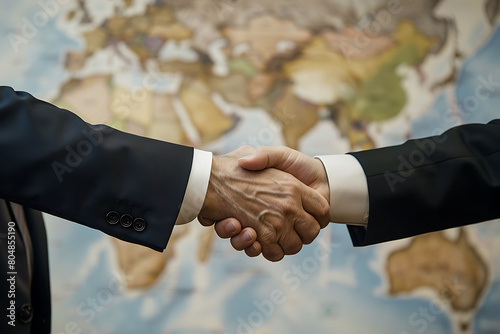 Diplomatic handshake between world leaders, shaping international relations