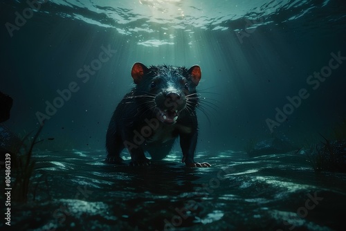 Tasmanian devil in the water