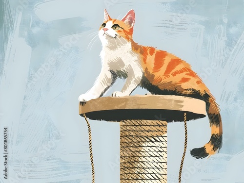 Vibrant Feline Scratching Post with Textured Surfaces for Satisfying Cat's Natural Instincts