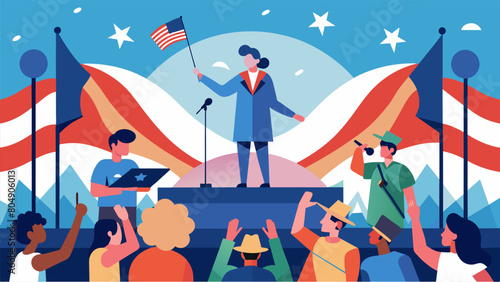 Revel in the dynamic energy of a live radio performance as we pay tribute to the bravery and sacrifices of our forefathers on this Fourth of July.. Vector illustration
