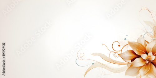 Elegant cream shade background with line golden element flower on white background 