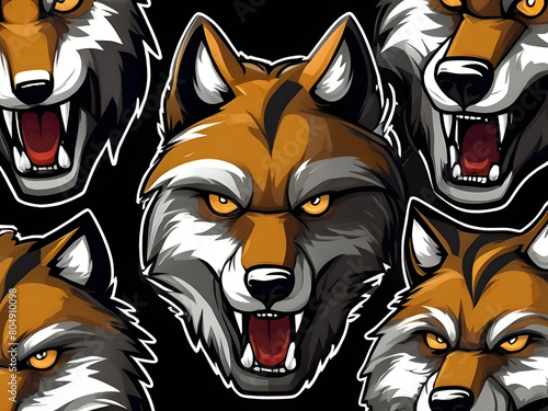 dangrous , Wolf Mascot Sporting Emblem. Vector Illustration of Wolf's Head Mascot. Tiger Head Emblem for Gaming. Sporty Character Logo on White Background."wolf head tattoo , wolf head tattoo, wolf lo