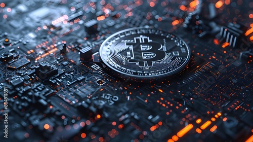 bitcoin and dark blue background 