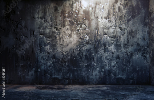 Atmospheric image of a dimly lit room with a textured cement wall, evoking a sense of mystery.