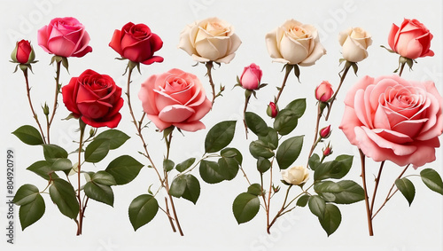 several pink and light yellow roses on a white background.