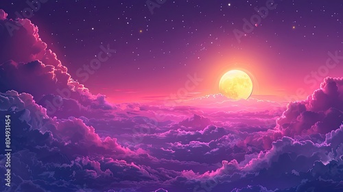 the clouds are purple and pink background, cyberpunk style background
