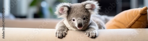 Adorable koala sitting on a couch