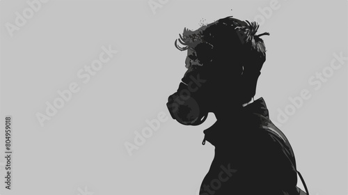 Gray scale silhouette with dust mask Vector stylee vector