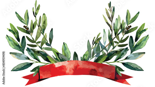 Green olive branches forming a circle with thick 