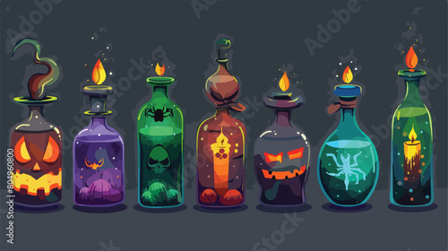 Halloween poisons bottles design Holiday and scary 