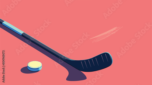 Hockey stick and hockey puck isolated vector illustration