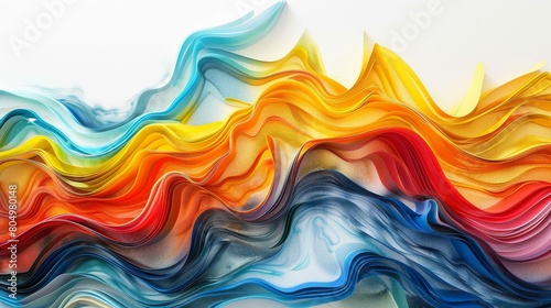Vibrant waves of color undulate in an abstract sea