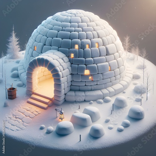 Traditional igloo, reflecting the ingenious architecture of the Inuit people in the Arctic regions.