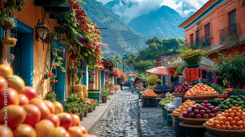 Cultural diversity: Colorful street scene at a traditional market