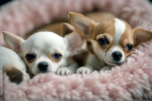 'pets bed lovely eyes together resting ears emotional lying closeup domestic dog three portrait puppies facest chihuahua pathetic sleeping breed friends relaxing cute mammal puppy pet animal purebred'