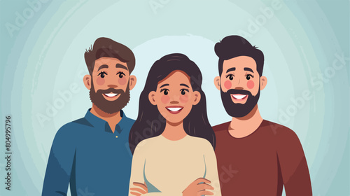 Parents couple with daugether avatar character Vector