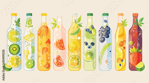 Poster of nature beverages set Vector illustration. vector