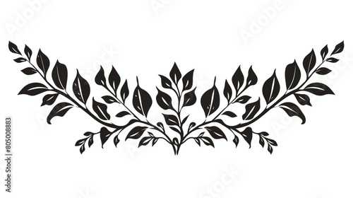 Silhouette heraldic decorative frame with leaves vector
