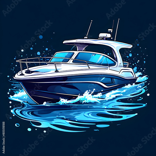 blue motorboat