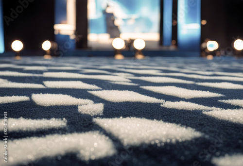 'blue carpet Podium poduim dais racked platform presentation stage speaker lecture floor ai generative'